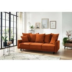 Canapé Droit Convertible BOBOCHIC - Canapé Droit Convertible Coffre NOE Terracotta - Terracotta -BOBOCHIC Soldes 2022 61060802 4