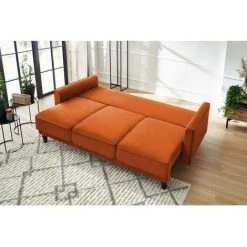 Canapé Droit Convertible BOBOCHIC - Canapé Droit Convertible Coffre NOE Terracotta - Terracotta -BOBOCHIC Soldes 2022 61060802 5