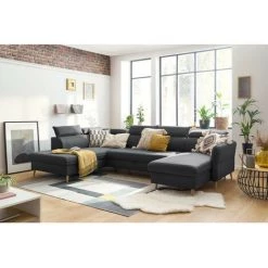 Canapé Panoramique Convertible BOBOCHIC - Canapé Panoramique Convertible Coffre MARCUS Angle Gauche Anthracite - Anthracite -BOBOCHIC Soldes 2022 61060804 2