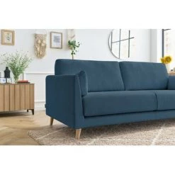 Canapé Droit Fixe BOBOCHIC - Canapé Droit Fixe 3 Places MONTMARTRE Tissu Velours Côtelé Bleu Marine - Bleu Marine -BOBOCHIC Soldes 2022 61060838 5