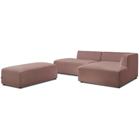 Canapé Modulable BOBOCHIC - Canapé D'angle Fixe Modulable MEGEVE Tissu Lisse Avec Pouf Angle Droit Rose - Rose 3 Canapé Modulable BOBOCHIC - Canapé D'angle Fixe Modulable MEGEVE Tissu Lisse Avec Pouf Angle Droit Rose - Rose
