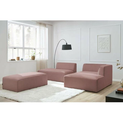 Canapé Modulable BOBOCHIC - Canapé D'angle Fixe Modulable MEGEVE Tissu Lisse Avec Pouf Angle Droit Rose - Rose 6 Canapé Modulable BOBOCHIC - Canapé D'angle Fixe Modulable MEGEVE Tissu Lisse Avec Pouf Angle Droit Rose - Rose – Image 4