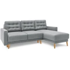 Canapés D'angle Convertibles BOBOCHIC - Canape D'angle Convertible Coffre RIMINI Angle Droit Gris Clair - Gris Clair