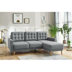 Canapés D'angle Convertibles BOBOCHIC - Canape D'angle Convertible Coffre RIMINI Angle Droit Gris Clair - Gris Clair -BOBOCHIC Soldes 2022 61060882 3