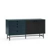 Buffets BOBOCHIC - Buffet 2 Portes 150 Cm PUNTO Noir + Gris - Noir + Gris