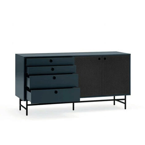 Buffets BOBOCHIC - Buffet 2 Portes 150 Cm PUNTO Noir + Gris - Noir + Gris 7 Buffets BOBOCHIC - Buffet 2 Portes 150 Cm PUNTO Noir + Gris - Noir + Gris – Image 5