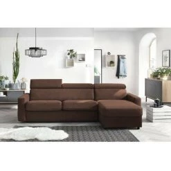 Canapés D'angle Convertibles BOBOCHIC - Canapé D'angle Réversible Convertible Coffre MONACO Réversible Marron - Marron