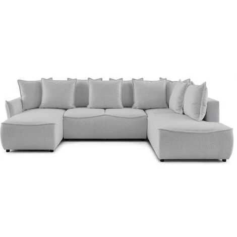 Canapé Panoramique Convertible BOBOCHIC - Canapé Panoramique Convertible Coffre LEON Tissu Bouclette Angle Gauche Gris Clair - Gris Clair 3 Canapé Panoramique Convertible BOBOCHIC - Canapé Panoramique Convertible Coffre LEON Tissu Bouclette Angle Gauche Gris Clair - Gris Clair