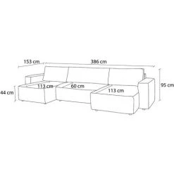 Canapé Panoramique Convertible BOBOCHIC - Canapé Panoramique Convertible Coffre NIHAD Tissu Gris Clair - Gris Clair -BOBOCHIC Soldes 2022 61060936 3