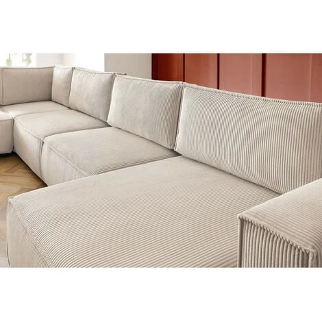 Canapé Modulable BOBOCHIC - Canapé D'angle Fixe Modulable XL NIHAD Tissu Velours Côtelé Angle Droit Beige - Beige 7 Canapé Modulable BOBOCHIC - Canapé D'angle Fixe Modulable XL NIHAD Tissu Velours Côtelé Angle Droit Beige - Beige â Image 5