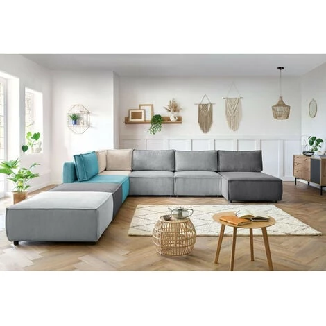 Canapé Modulable BOBOCHIC - Canapé Panoramique Fixe 100% Modulable NIHAD Tissu Velours Côtelé 3 Chauffeuses, 1 Angle, 1 Méridienne Et 2 Poufs Panoramique Multicolore 2 - Multicolore 2 3 Canapé Modulable BOBOCHIC - Canapé Panoramique Fixe 100% Modulable NIHAD Tissu Velours Côtelé 3 Chauffeuses, 1 Angle, 1 Méridienne Et 2 Poufs Panoramique Multicolore 2 - Multicolore 2