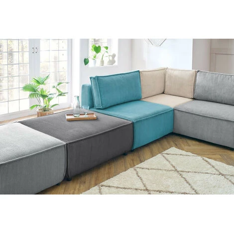 Canapé Modulable BOBOCHIC - Canapé Panoramique Fixe 100% Modulable NIHAD Tissu Velours Côtelé 3 Chauffeuses, 1 Angle, 1 Méridienne Et 2 Poufs Panoramique Multicolore 2 - Multicolore 2 6 Canapé Modulable BOBOCHIC - Canapé Panoramique Fixe 100% Modulable NIHAD Tissu Velours Côtelé 3 Chauffeuses, 1 Angle, 1 Méridienne Et 2 Poufs Panoramique Multicolore 2 - Multicolore 2 – Image 4