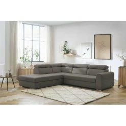 Canapés D'angle Convertibles BOBOCHIC - Canapé D'angle Convertible Coffre ARMAND Angle Gauche Anthracite - Anthracite