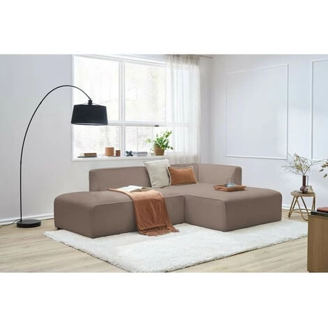 Canapé D'angle Fixe BOBOCHIC - Canapé D'angle Fixe MEGEVE Tissu Bouclette Angle Droit Marron Clair - Marron Clair 4 Canapé D'angle Fixe BOBOCHIC - Canapé D'angle Fixe MEGEVE Tissu Bouclette Angle Droit Marron Clair - Marron Clair – Image 2