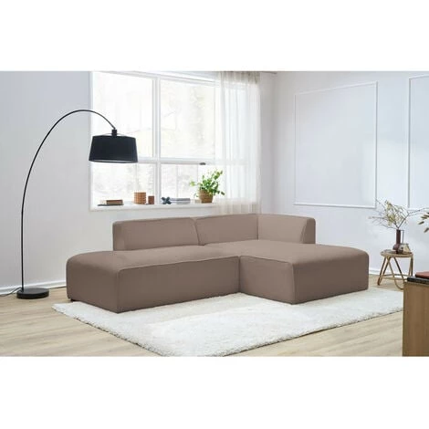 Canapé D'angle Fixe BOBOCHIC - Canapé D'angle Fixe MEGEVE Tissu Bouclette Angle Droit Marron Clair - Marron Clair 5 Canapé D'angle Fixe BOBOCHIC - Canapé D'angle Fixe MEGEVE Tissu Bouclette Angle Droit Marron Clair - Marron Clair – Image 3