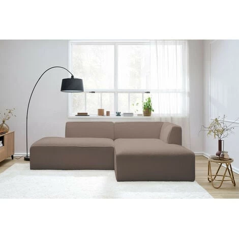 Canapé D'angle Fixe BOBOCHIC - Canapé D'angle Fixe MEGEVE Tissu Bouclette Angle Droit Marron Clair - Marron Clair 6 Canapé D'angle Fixe BOBOCHIC - Canapé D'angle Fixe MEGEVE Tissu Bouclette Angle Droit Marron Clair - Marron Clair – Image 4