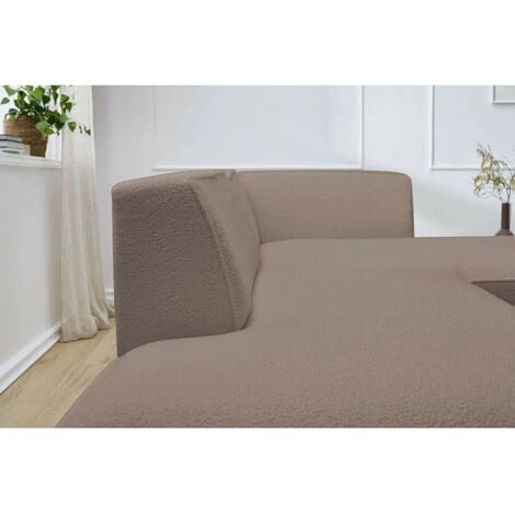 Canapé D'angle Fixe BOBOCHIC - Canapé D'angle Fixe MEGEVE Tissu Bouclette Angle Droit Marron Clair - Marron Clair 7 Canapé D'angle Fixe BOBOCHIC - Canapé D'angle Fixe MEGEVE Tissu Bouclette Angle Droit Marron Clair - Marron Clair – Image 5