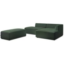 Canapé Modulable BOBOCHIC - Canapé D'angle Fixe Modulable MEGEVE Tissu Lisse Avec Pouf Angle Droit Vert - Vert