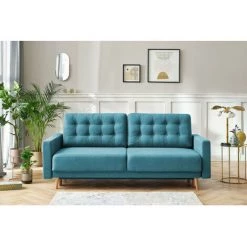 Canapé Droit Convertible BOBOCHIC - Canape Droit Convertible Coffre RIMINI Bleu Canard - Bleu Canard -BOBOCHIC Soldes 2022 61061020 4