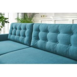 Canapé Droit Convertible BOBOCHIC - Canape Droit Convertible Coffre RIMINI Bleu Canard - Bleu Canard -BOBOCHIC Soldes 2022 61061020 5