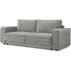 Canapé Droit Convertible BOBOCHIC - Canapé Droit Convertible Coffre EMILE Gris Clair - Gris Clair