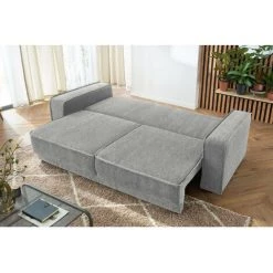 Canapé Droit Convertible BOBOCHIC - Canapé Droit Convertible Coffre EMILE Gris Clair - Gris Clair -BOBOCHIC Soldes 2022 61061022 5