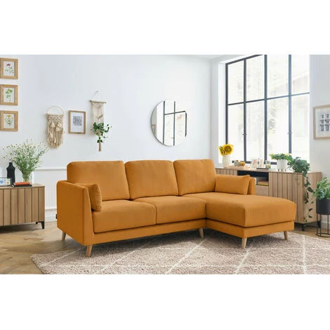 Canapé D'angle Fixe BOBOCHIC - Canapé D'angle Fixe Grand Confort MONTMARTRE Tissu Velours Côtelé Angle Droit Ocre - Ocre 3 Canapé D'angle Fixe BOBOCHIC - Canapé D'angle Fixe Grand Confort MONTMARTRE Tissu Velours Côtelé Angle Droit Ocre - Ocre