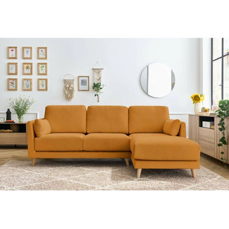 Canapé D'angle Fixe BOBOCHIC - Canapé D'angle Fixe Grand Confort MONTMARTRE Tissu Velours Côtelé Angle Droit Ocre - Ocre 5 Canapé D'angle Fixe BOBOCHIC - Canapé D'angle Fixe Grand Confort MONTMARTRE Tissu Velours Côtelé Angle Droit Ocre - Ocre – Image 3