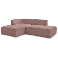 Canapé D'angle Fixe BOBOCHIC - Canapé D'angle Fixe MEGEVE Tissu Lisse Angle Gauche Rose - Rose