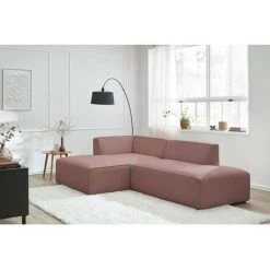 Canapé D'angle Fixe BOBOCHIC - Canapé D'angle Fixe MEGEVE Tissu Lisse Angle Gauche Rose - Rose -BOBOCHIC Soldes 2022 61061038 3