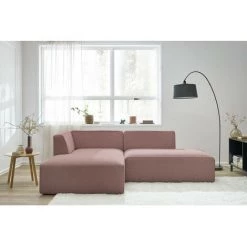 Canapé D'angle Fixe BOBOCHIC - Canapé D'angle Fixe MEGEVE Tissu Lisse Angle Gauche Rose - Rose -BOBOCHIC Soldes 2022 61061038 4