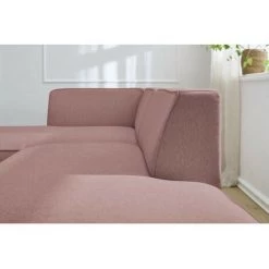 Canapé D'angle Fixe BOBOCHIC - Canapé D'angle Fixe MEGEVE Tissu Lisse Angle Gauche Rose - Rose -BOBOCHIC Soldes 2022 61061038 5