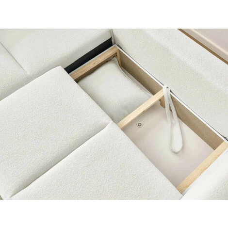 BOBOCHIC Leon - Canapé D'angle Panoramique - Convertible - Avec Coffre - En Tissu Bouclette - 7 Places - Gauche Couleur - Blanc - Blanc 5 BOBOCHIC Leon - Canapé D'angle Panoramique - Convertible - Avec Coffre - En Tissu Bouclette - 7 Places - Gauche Couleur - Blanc - Blanc – Image 3