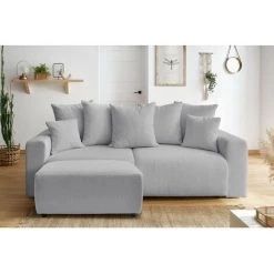 Pouf BOBOCHIC - Pouf ENVY Tissu Bouclette Doux Gris Clair - Gris Clair -BOBOCHIC Soldes 2022 61113725 3