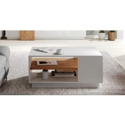 Tables Basses BOBOCHIC - Table Basse SIERRO - Blanc Et Chêne -BOBOCHIC Soldes 2022 61348693 3