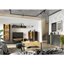 Meubles TV BOBOCHIC - Meuble TV 150 Cm GOUSTO Chêne Et Noir - Chêne Et Noir -BOBOCHIC Soldes 2022 61348871 3
