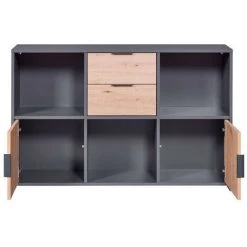 Buffets BOBOCHIC - Buffet 2 Portes 120 Cm DESCHAMPS Anthracite Et Chêne - Chêne Et Gris Anthracite -BOBOCHIC Soldes 2022 61348881 3