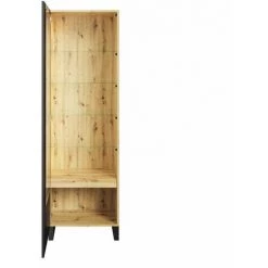 Rangement Vitrine BOBOCHIC - Rangement Vitrine Haute 1 Porte 60 Cm GOUSTO Chêne Et Noir - Chêne Et Noir -BOBOCHIC Soldes 2022 61348935 4