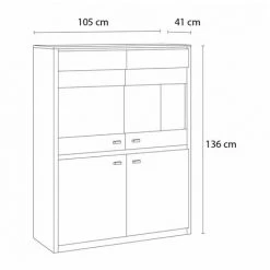 Rangement Vitrine BOBOCHIC - Rangement Vitrine Haute 4 Portes 105 Cm BERLIN Chêne Et Noir - Chêne Et Noir -BOBOCHIC Soldes 2022 61349000 5