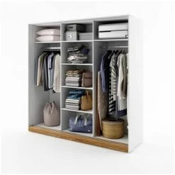 Armoires BOBOCHIC - Armoire L220 Cm ZENITA Blanc Et Chêne - Blanc Et Chêne -BOBOCHIC Soldes 2022 61349014 3