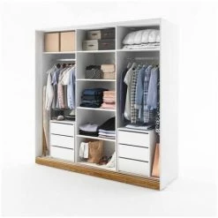 Armoires BOBOCHIC - Armoire L220 Cm ZENITA Blanc Et Chêne - Blanc Et Chêne -BOBOCHIC Soldes 2022 61349014 4