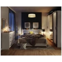 Armoires BOBOCHIC - Armoire L220 Cm ZENITA Blanc Et Chêne - Blanc Et Chêne -BOBOCHIC Soldes 2022 61349014 5