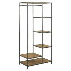 Vestiaires Meuble Entrée BOBOCHIC - Vestiaire 165 Cm MAXIME Bois Et Noir - Bois Et Noir