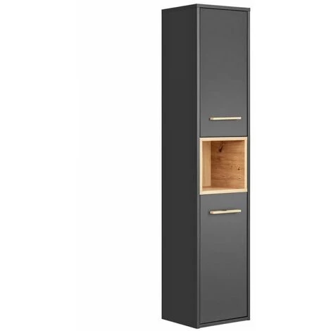 BOBOCHIC Colonne Salle De Bain 170 Cm BRUCE Chêne Et Graphite - Chêne Et Gris Anthracite 4 BOBOCHIC Colonne Salle De Bain 170 Cm BRUCE Chêne Et Graphite - Chêne Et Gris Anthracite – Image 2