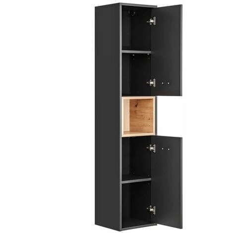 BOBOCHIC Colonne Salle De Bain 170 Cm BRUCE Chêne Et Graphite - Chêne Et Gris Anthracite 5 BOBOCHIC Colonne Salle De Bain 170 Cm BRUCE Chêne Et Graphite - Chêne Et Gris Anthracite – Image 3