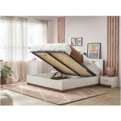 Chambre Complète BOBOCHIC - Ensemble ZENITA Avec Lit Coffre + 2 Chevets 160x200 - Blanc Et Chêne -BOBOCHIC Soldes 2022 61350744 4