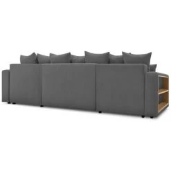 Canapé Panoramique Convertible BOBOCHIC - Canapé Panoramique Convertible Coffre Tablette ENVY Tissu Velours Côtelé Avec Pouf Gris - Gris -BOBOCHIC Soldes 2022 61350817 4