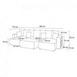 Canapé Panoramique Convertible BOBOCHIC - Canapé Panoramique Convertible Coffre Tablette ENVY Tissu Velours Côtelé Avec Pouf Gris - Gris -BOBOCHIC Soldes 2022 61350817 5