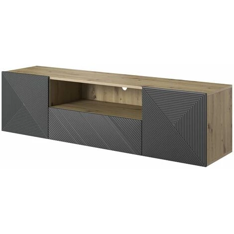 Meubles TV BOBOCHIC - Meuble TV Suspendu 167 Cm ALICE Gris & Bois Naturel - Gris & Bois Naturel 4 Meubles TV BOBOCHIC - Meuble TV Suspendu 167 Cm ALICE Gris & Bois Naturel - Gris & Bois Naturel – Image 2