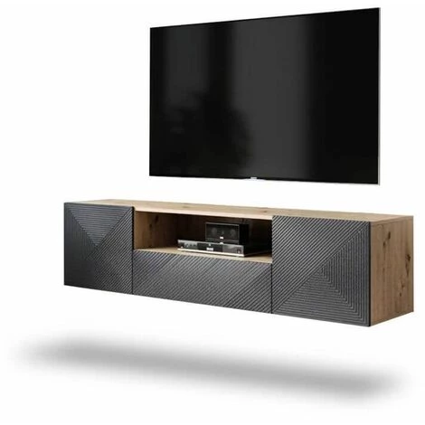 Meubles TV BOBOCHIC - Meuble TV Suspendu 167 Cm ALICE Gris & Bois Naturel - Gris & Bois Naturel 7 Meubles TV BOBOCHIC - Meuble TV Suspendu 167 Cm ALICE Gris & Bois Naturel - Gris & Bois Naturel – Image 5